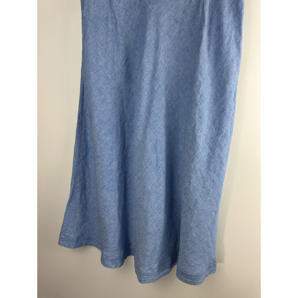 L.L. Bean Linen Classic Fit Blue A-Line Midi Skirt Plus Size 18W Beach Coastal - Picture 12 of 14